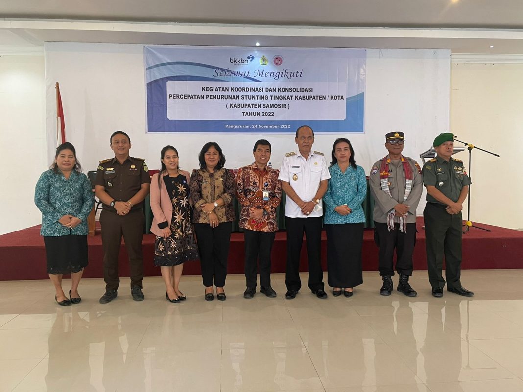 Kegiatan koordinasi dan konsolidasi percepatan penurunan stunting tingkat Kabupaten Samosir tahun 2022, digelar di Hotel JTS Parbaba, Kecamatan Pangururan.