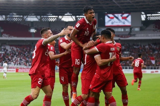 Skuad Timnas Indonesia merayakan gol Egy Maulana Vikri ke gawang Kamboja di laga Grup A Piala AFF 2022. di Stadion Utama Gelora Bung Karno.