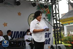 Bupati Karo Cory Sebayang menghadiri UMKM Pasar Malam Rakyat Karo Terang Festival 2022 “Ekspo Rumah BUMN”.