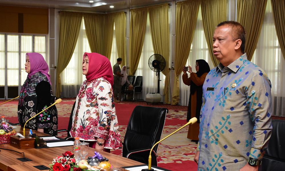 Ketua Dekranasda Sumut Nawal Lubis saat membuka Rakerda Dekranasda Sumut Tahun 2023 di Aula Tengku Rizal Nurdin, Rumah Dinas Gubernur Sumut, Jalan Jenderal Sudirman, Nomor 41 Medan.