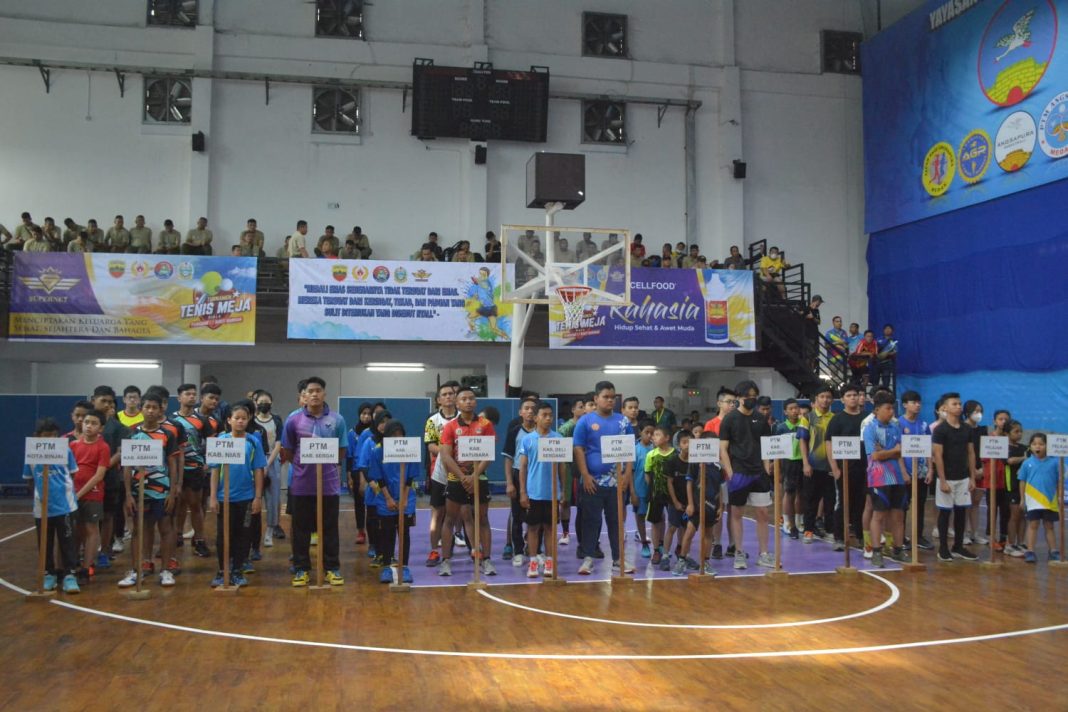 Kejuaraan Tenis Meja Piala Pangdam I/BB, Mayjen TNI A Daniel Chardin SE MSi, resmi digelar selama dua hari, 28-29 Januari 2023 di GOR Angsapura Medan Area.
