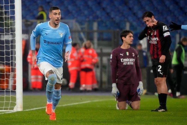 Selebrasi Mattia Zaccagni dalam laga Serie A 2022/2023 Lazio vs AC Milan.