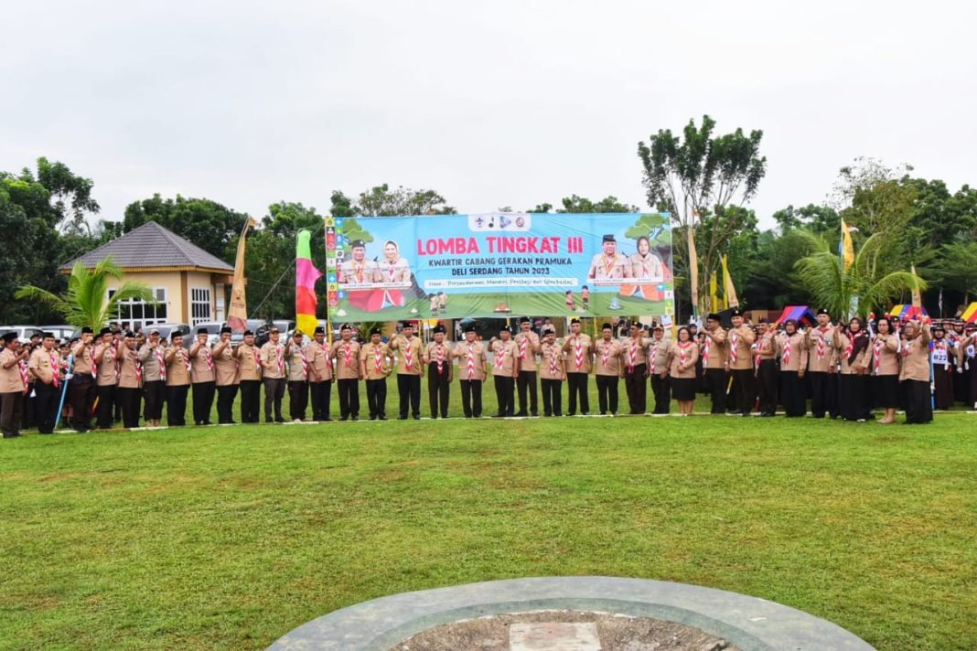 Wakil Bupati Deliserdang HM Ali Yusuf Siregar membuka lomba tingkat III Gerakan Pramuka Deliserdang Tahun 2023 di Taman Pramuka Deliserdang, Lubukpakam.