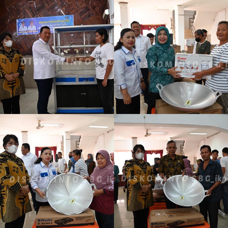 Dinas KUKMK Kota Sibolga menyerahkan bantuan peralatan dan bantuan steling bagi pelaku UKM Sibolga, di Gedung Nasional Kota Sibolga.