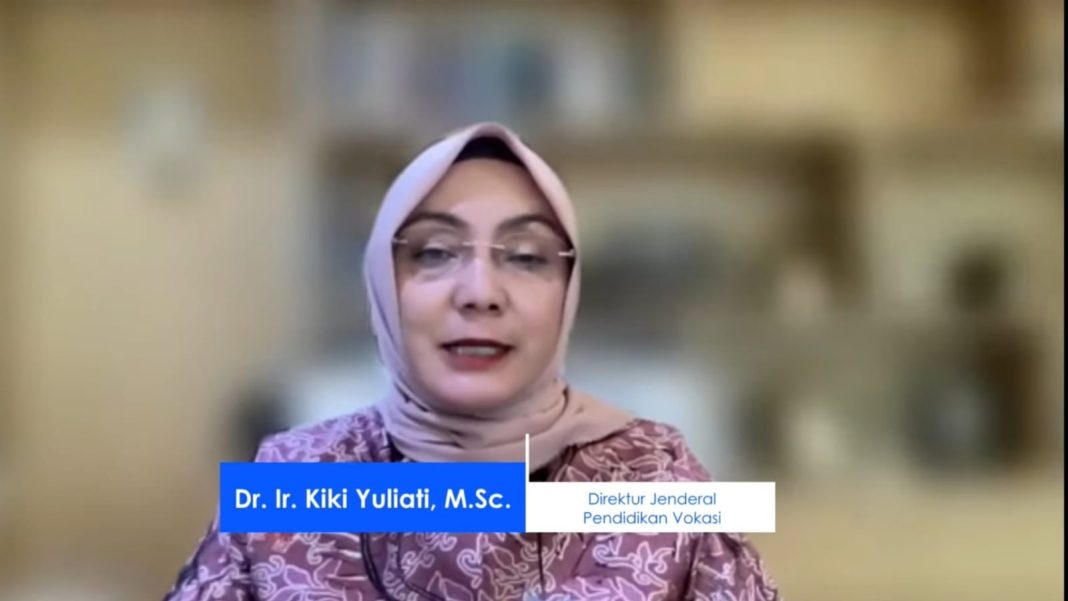 Direktur Jenderal Pendidikan Vokasi Kemendikbudristek RI Kiki Yuliati dalam kegiatan Sosialisasi Program Direktorat SMK yang disiarkan melalui kanal Youtube Direktorat SMK