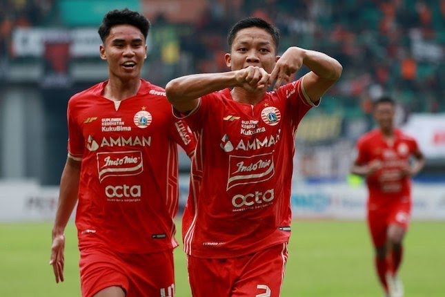 Selebrasi Rio Fahmi usai membobol gawang RANS Nusantara FC di lanjutan BRI Liga 1 2022/2023.