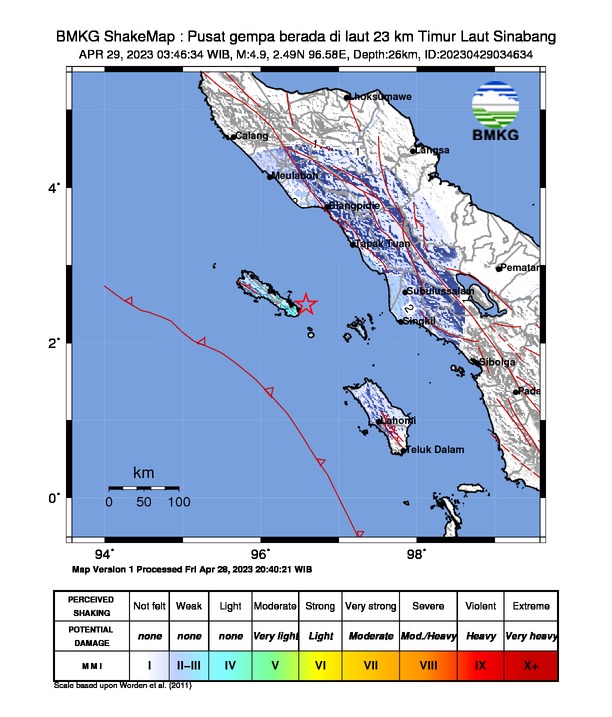 Titik lokasi gempa.