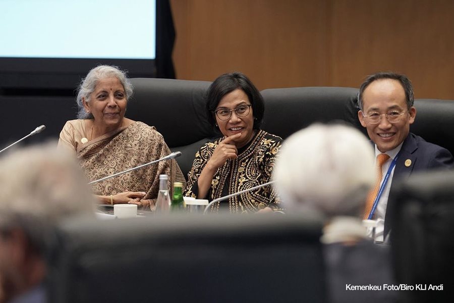 Menkeu RI Sri Mulyani Indrawati saat menghadiri acara ‘Dialogue with Partner Countries at the G7 Finance Ministers and Central Bank Governors’ Meeting: Tackling Immediate Challenges Facing Developing Countries’, di Niigata Jepang, Jumat (12/5/2023) waktu setempat. (Dok/Kemenkeu RI)