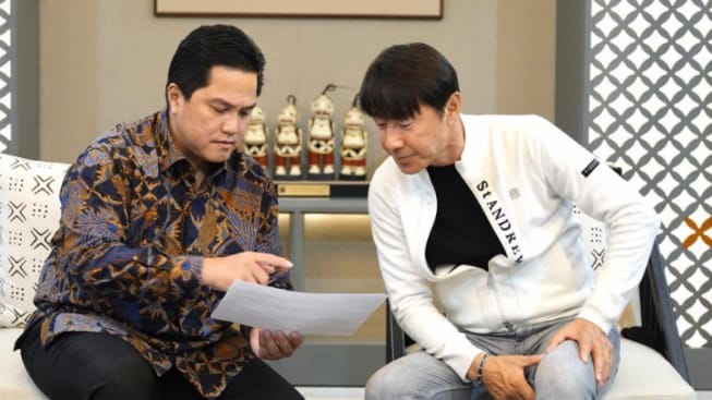 Shin Tae-yong dan Erick Thohir.