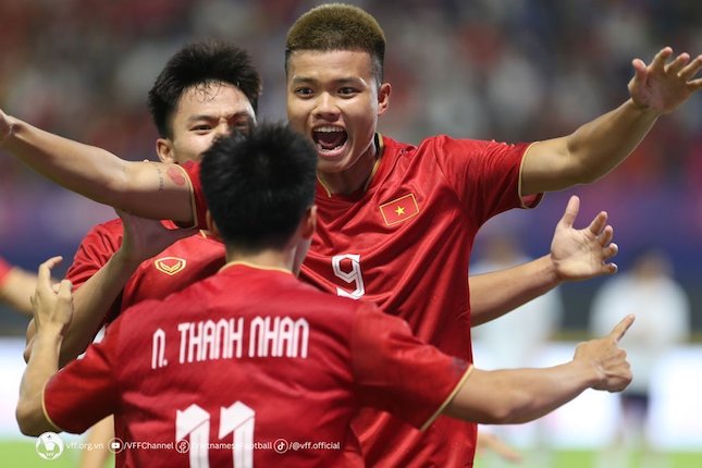 Aksi Timnas Vietnam U-22 di SEA Games 2023.