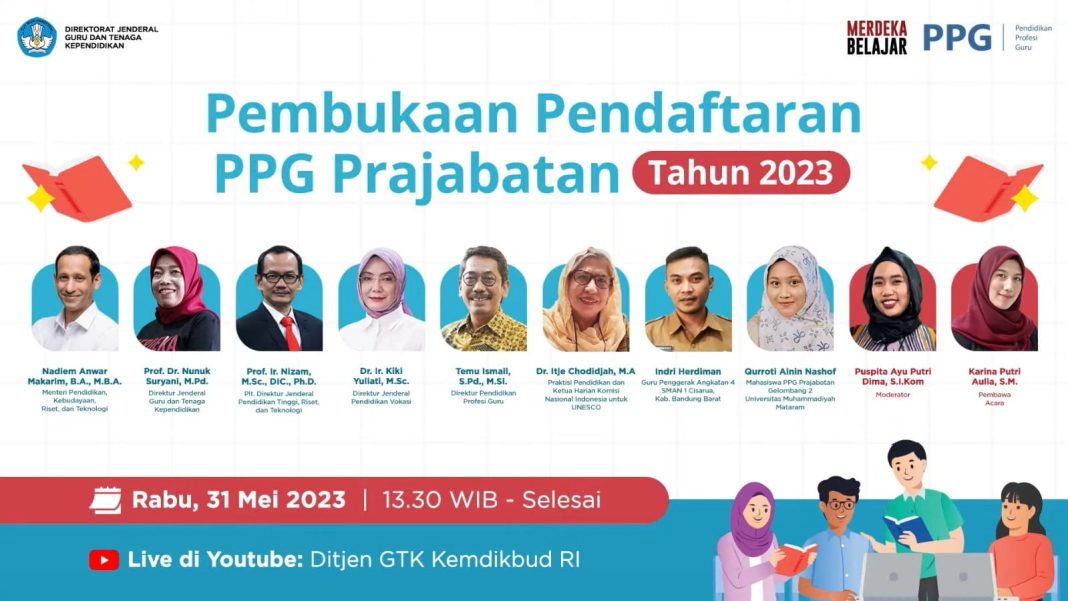 Acara pembukaan program PPG Prajabatan 2023 yang disiarkan di Youtube Ditjen GTK Kemdikbud RI, Rabu (31/5/2023).