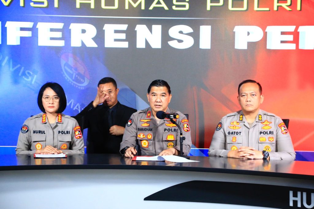 Karo Penmas Divisi Humas Polri Brigjen Pol Ahmad Ramadhan konferensi pers di Gedung Divisi Humas Polri, Jakarta, Senin (12/6/2023). (Dok/Humas Polri)