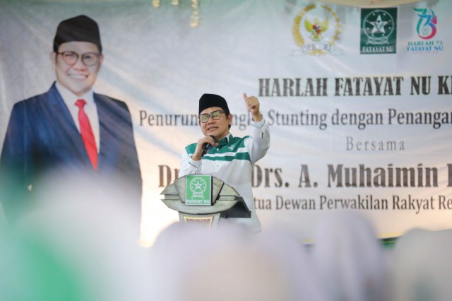 Wakil Ketua DPR RI Bidang Korkesra Abdul Muhaimin Iskandar saat menghadiri pertemuan dengan salah satu organisasi sayap NU, Fatayat se Provinsi Jawa Tengah di Semarang, Minggu (11/6/2023).
