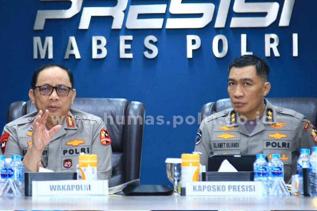 Wakapolri Komjen Pol Gatot Eddy dalam anev digelar di Posko Presisi, Jakarta, Selasa (13/6/2023). (Dok/Humas Polri)