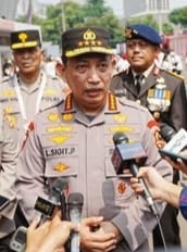 Kapolri Jenderal Polisi Listyo Sigit Prabowo saat Hari Bhayangkara ke-77 di GBK, Senayan, Jakarta, Sabtu (1/7/2023).