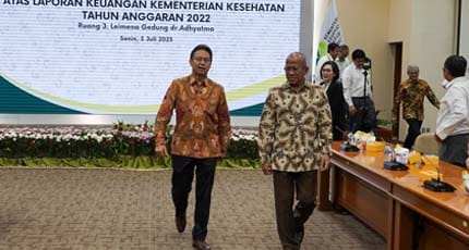 Kemenkes RI mendapatkan opini WTP terkait laporan keuangan tahun 2022 dari BPK RI, di kantor Kemenkes, Jakarta, Senin (3/7/2023). (Dok/Kemenkes RI)