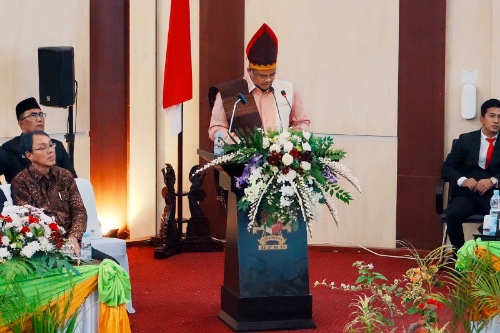 Wali Kota Medan Bobby Nasution dalam sambutannya di Rapat Paripurna HUT ke 433 Kota Medan di Gedung DPRD Medan, Senin (3/7/2023). (Dok/Kominfo Medan)