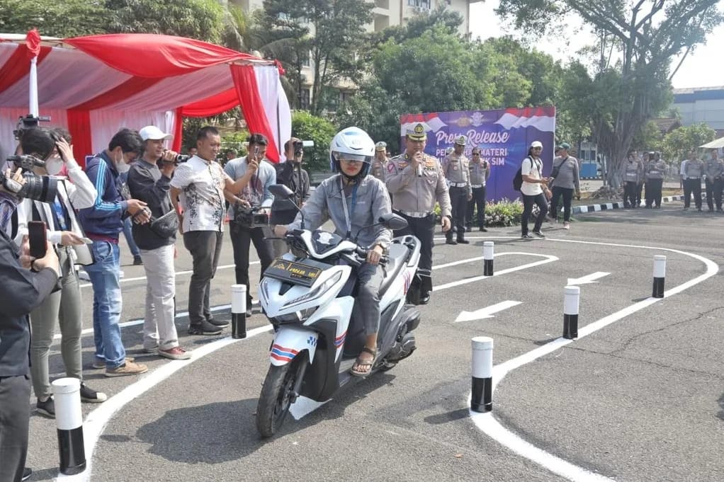 Korlantas Polri melakukan perubahan layout ujian praktik SIM khususnya kendaraan roda dua. (Dok/Humas Polri)