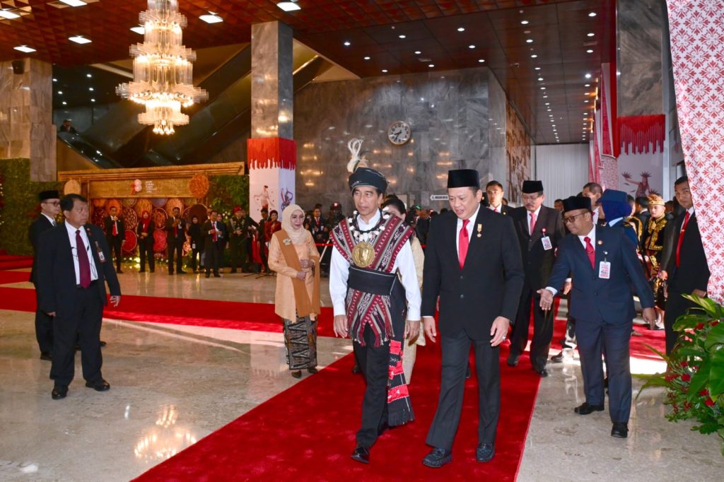 Presiden Joko Widodo menyampaikan pidato kenegaraan di Gedung Nusantara MPR/DPR/DPD RI, Jakarta, Rabu (16/8/2023). (Dok/Biro Pers, Media, dan Informasi Sekretariat Presiden)
