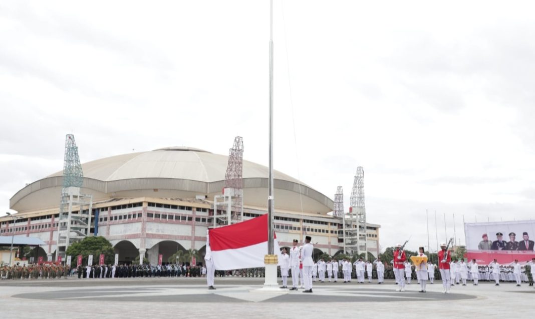Pelaksanaan upacara peringatan HUT ke 78 RI di Lapangan Astaka Pancing Medan berjalan lancar dengan pasokan listrik yang handal, Kamis (17/8/2023).