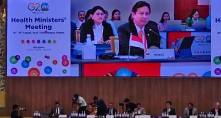 Menteri Kesehatan RI Budi G Sadikin dalam pembukaan pertemuan Menteri Kesehatan G20 di India. (Dok/Kemenkes RI)