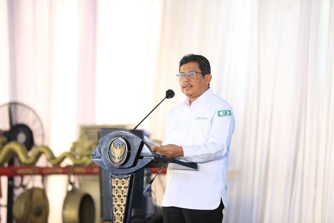 Direktur Utama BPJS Kesehatan Ghufron Mukti memberikan kata sambutan di acara BPJS Kesehatan resmi meluncurkan program Pesiar, Kamis (30/8/2023). (Dok/BPJS Kesehatan Medan)