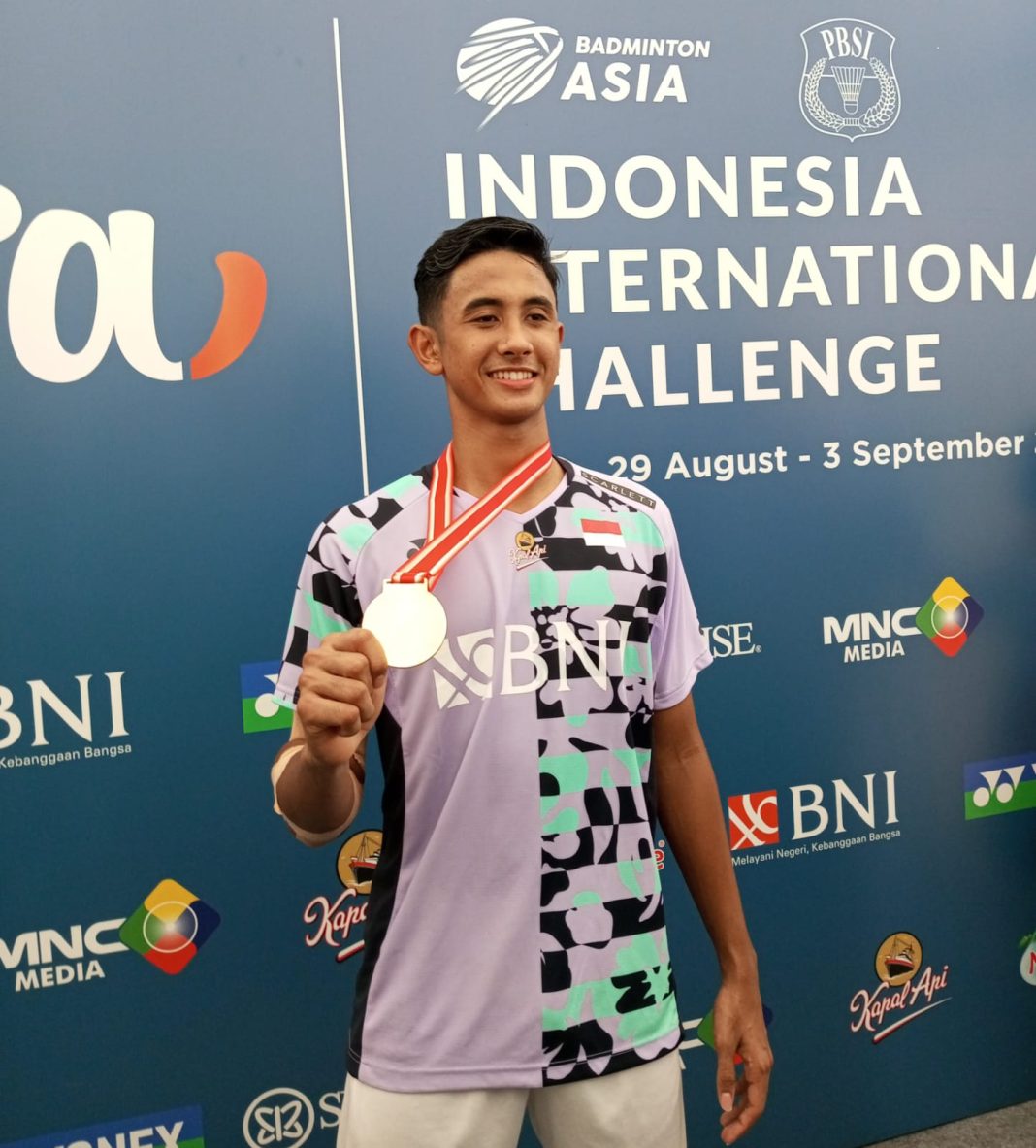 Tunggal Putra Indonesia Alwi Farhan sukses meraih gelar pada Xpora Indonesia International Challenge 2023 di GOR PBSI Sumut, Minggu (3/9/2023).