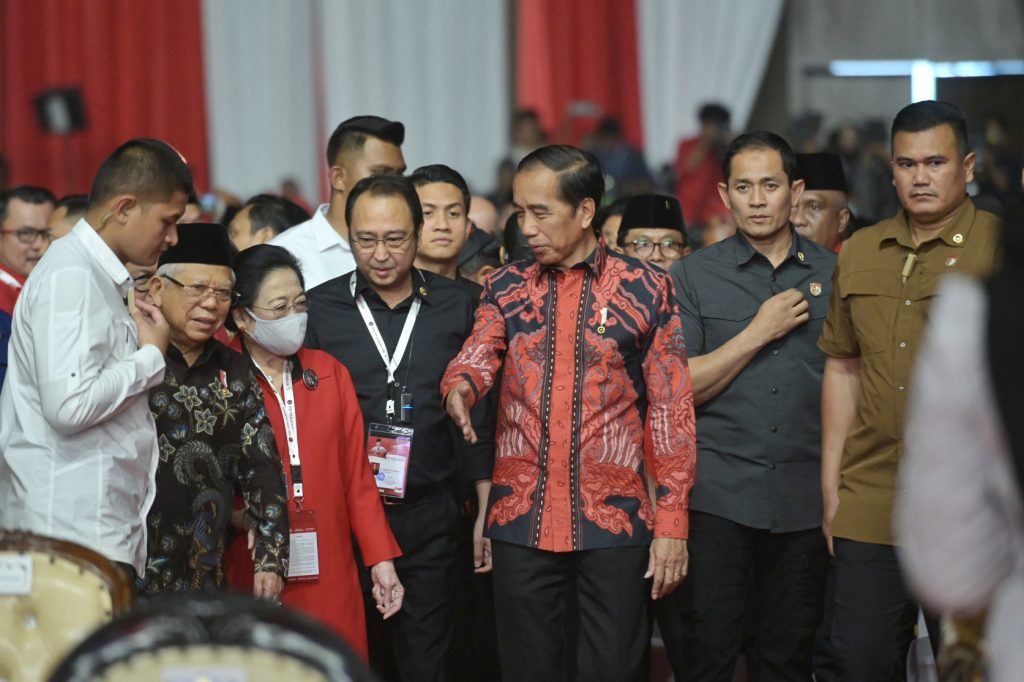 Presiden Jokowi saat menghadiri pembukaan Rakernas IV PDI Perjuangan di JI-EXPO, Kemayoran, Jakarta, Jumat (29/9/2023) siang. (Dok/Humas Setkab)