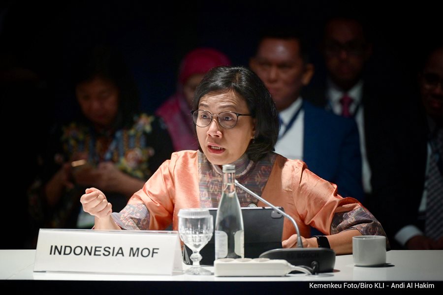 Menkeu RI Sri Mulyani Indrawati saat menghadiri IMF-World Bank Annual Meetings 2023 yang diselenggarakan di Marrakesh, Maroko, Rabu (11/10/2023). (Dok/Kemenkeu RI)