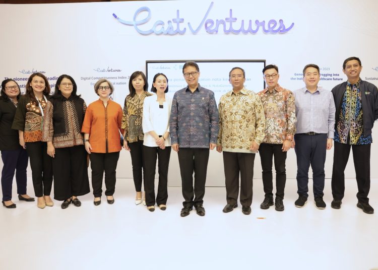 Penandatangan nota kesepahaman ini berlangsung pada booth East Ventures pada acara Tech in Asia Conference 2023, di mana turut dihadiri Menteri Kesehatan Republik Indonesia Budi Gunadi Sadikin. (Dok/Kemenkes RI)