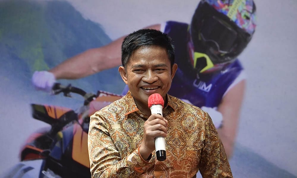 Pj Gubernur Sumut Dr Hassanudin pada saat konferensi pers tentang Aquabike Jetski World Championship Lake Toba 2023 di Kantor Kementerian Bidang Kemaritiman dan Investasi, Jakarta, Selasa (31/10/2023). (Dok/Kominfo Sumut)