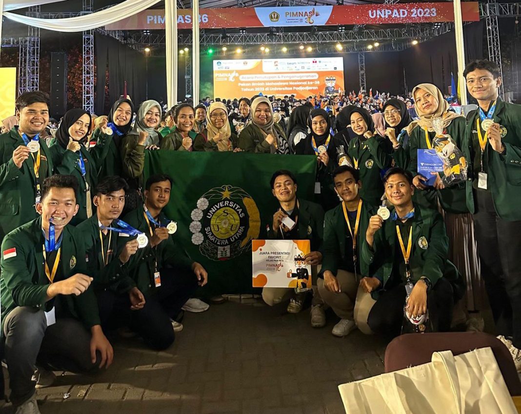 Prestasi Mahasiswa USU di PIMNAS 2023 meningkat, dengan memboyong tiga medali.