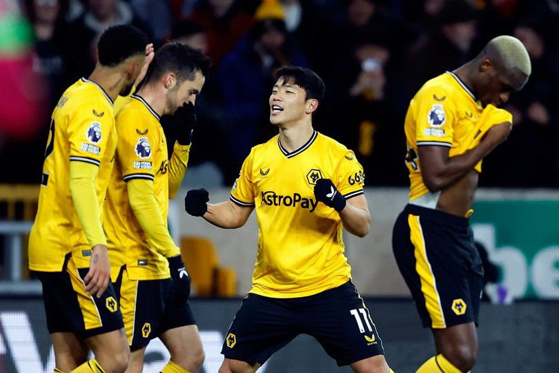 Selebrasi Hwang Hee-chan dalam laga Premier League antara Wolverhampton melawan Burnley, Rabu (6/12/2023).