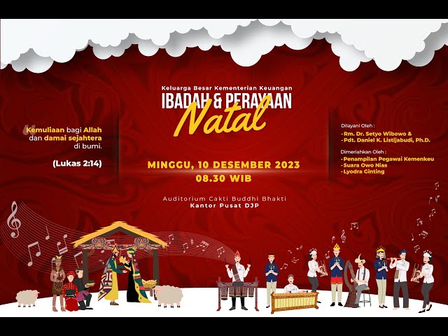 Flayer ibadah dan perayaan Natal keluarga besar Kemenkeu RI, Minggu (10/12/2023).