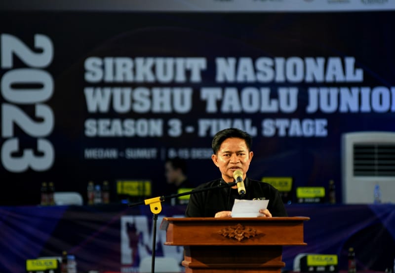 Buka Kejuaraan Indonesia Wushu All Game 2023 Pj Gubernur Sumut Hassanudin membuka secara resmi IWAG 2023, Minggu (10/12/2023). (Dok/Pemprov Sumut)