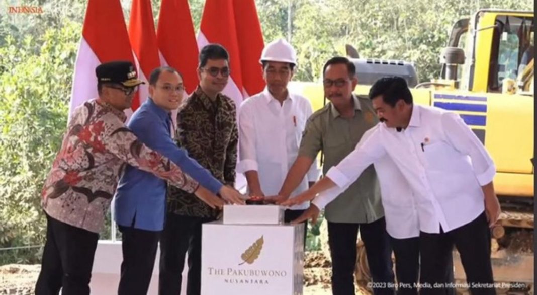 Presiden Jokowi secara resmi memulai ground breaking RSUP di IKN, Kabupaten Penajam Paser Utara, Kaltim, Rabu (20/12/2023).