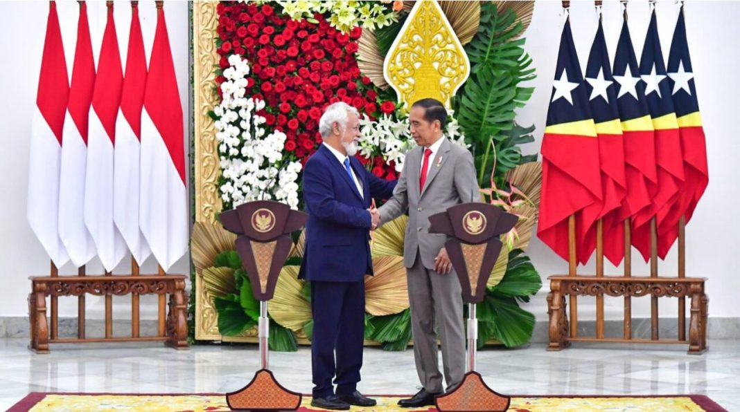 Presiden Jokowi bertemu dengan Perdana Menteri Republik Demokratik Timor-Leste, Kay Rala Xanana Gusmao, di Istana Kepresidenan Bogor, Provinsi Jawa Barat, Jumat (26/1/2024).