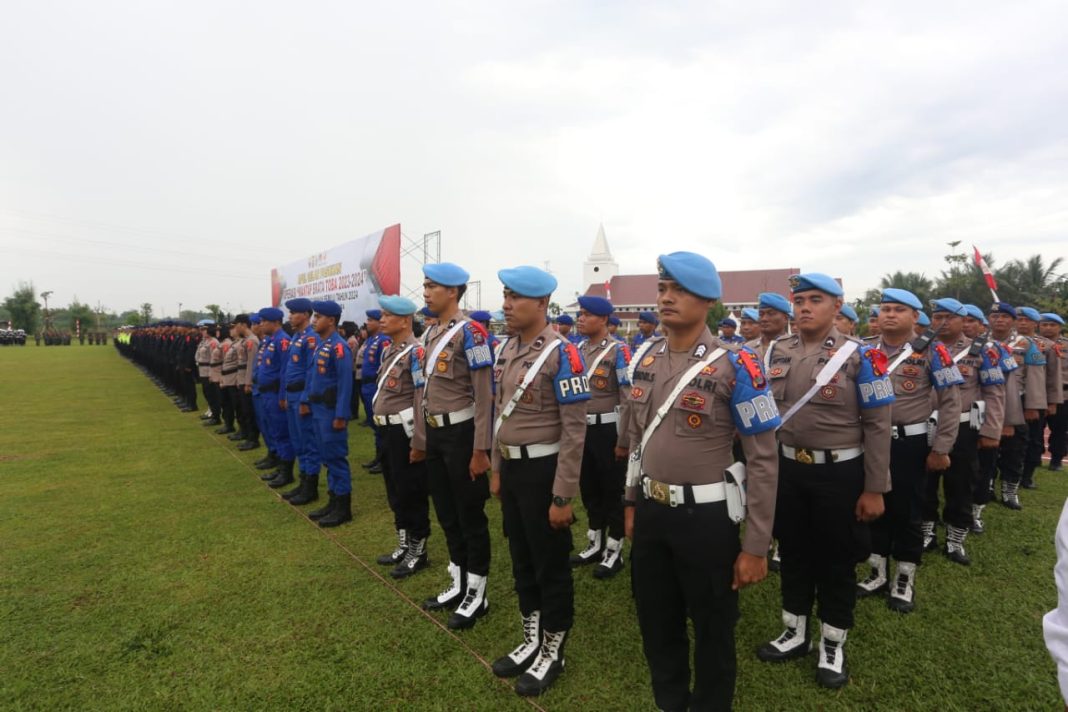 Apel persiapan pengamanan Pemilu 2024 di Mapolda Sumut. (Dok/Polda Sumut)