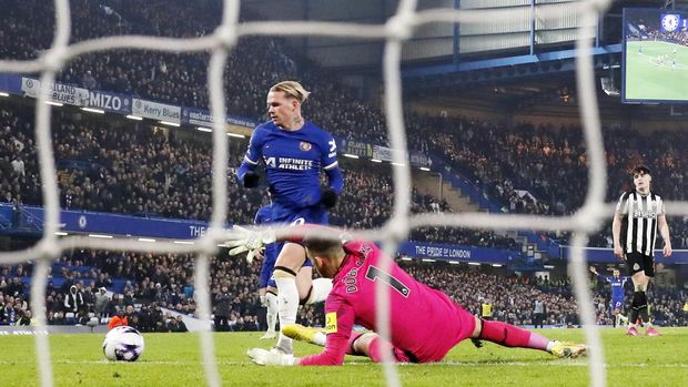 Gol Mykhailo Mudryk menjauhkan keunggulan Chelsea jadi 3-1, Selasa (12/3/2024) dini hari WIB.