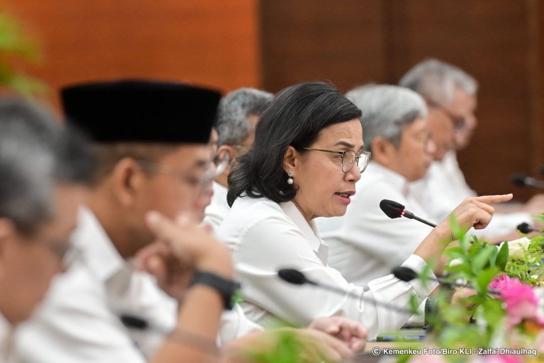 Menkeu RI Sri Mulyani Indrawati dalam Konferensi Pers APBN KITA edisi Maret 2024, di Gedung Juanda Kementerian Keuangan, Senin (25/3/2024). (Dok/Kemenkeu RI)