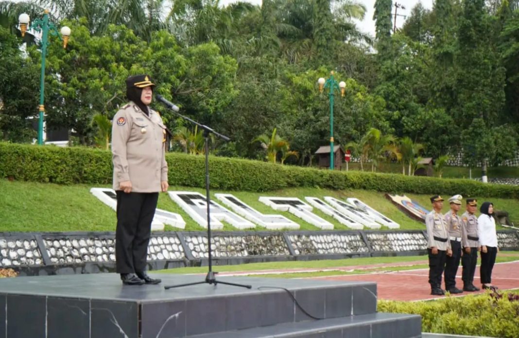 Satuan Tugas Operasi Mantap Brata Polda Kaltim menggelar apel konsolidasi di lapangan apel Mapolda Kaltim, Kota Balikpapan, Senin (1/4/2024).