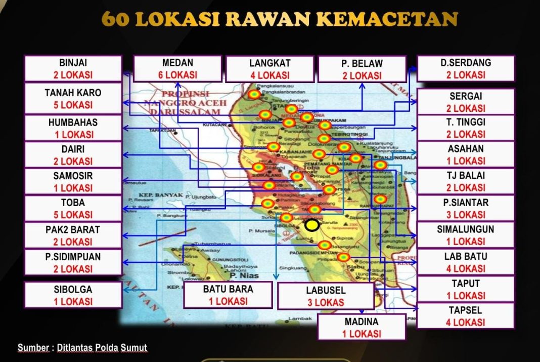 Peta 60 titik rawan kemacetan. (Dok/Polda Sumut)