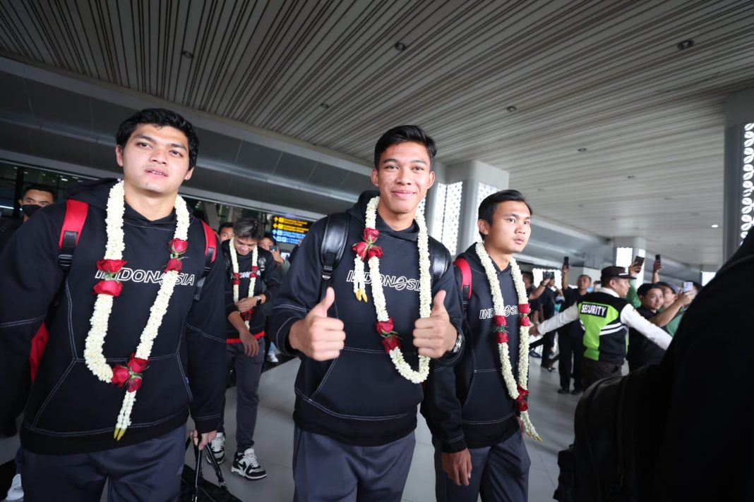 Timnas Indonesia U-23 tiba di Bandara Soekarno Hatta, Sabtu (11/5/2024).