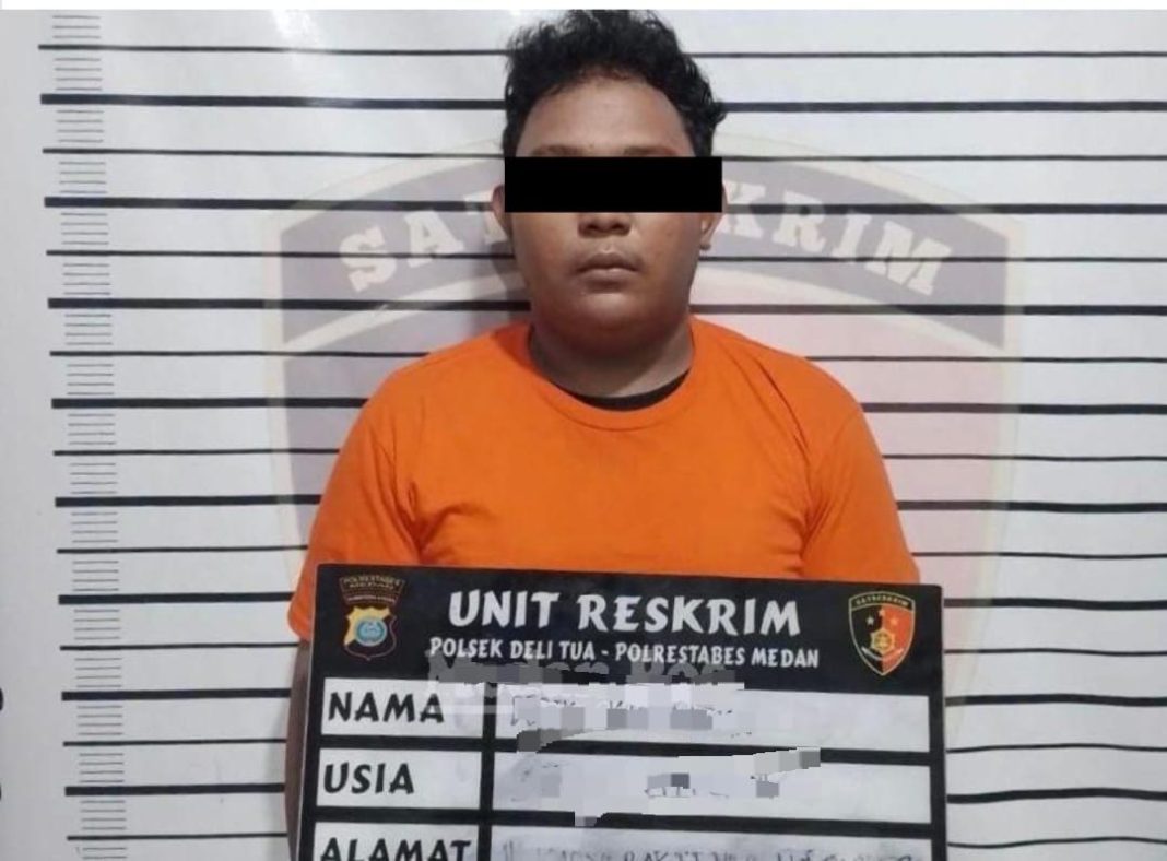 Satu pelaku diamankan di Mapolsek Delitua. (Dok/Humas Polrestabes Medan)