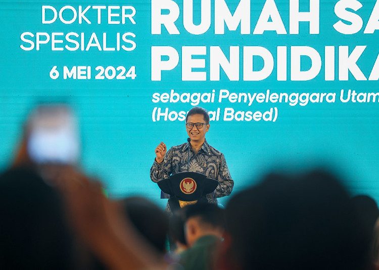 Menkes RI Budi Gunadi Sadikin pada peluncuran Acara Pendidikan Kedokteran Spesialis Berbasis Rumah Sakit di Indonesia di Jakarta pada 6 Mei 2024 lalu.