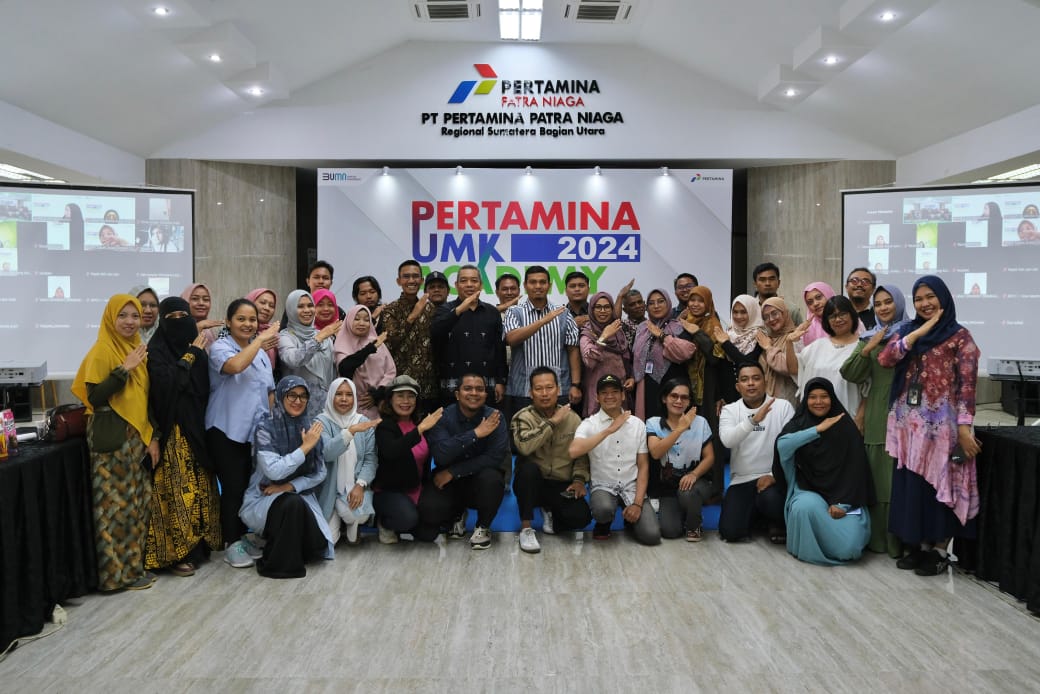 Peserta kegiatan Pelatihan Perdana Pertamina UMK Academy 2024 yang dilakukan secara hybrid (offline maupun online) di Kantor Pertamina Regional Sumbagut, Medan, Provinsi Sumut, Jumat (21/6/2024). (Dok/Pertamina)