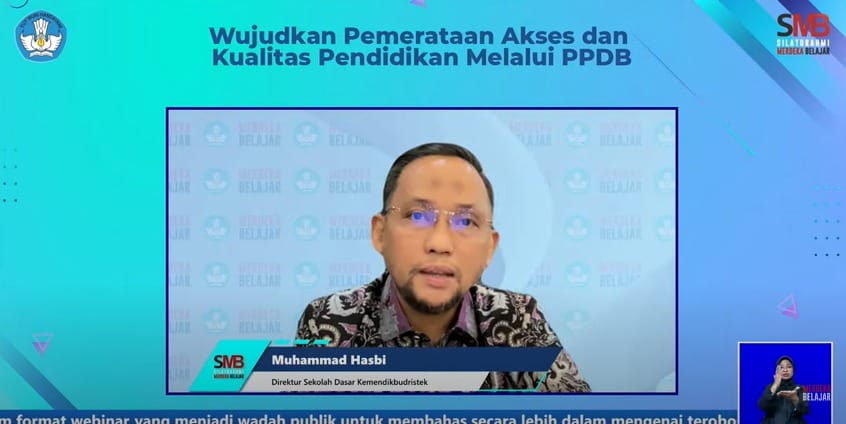 Direktur Sekolah Dasar, Muhammad Hasbi pada webinar SMB, Kamis (20/6/2024). (Dok/Kemendikbudristek RI)