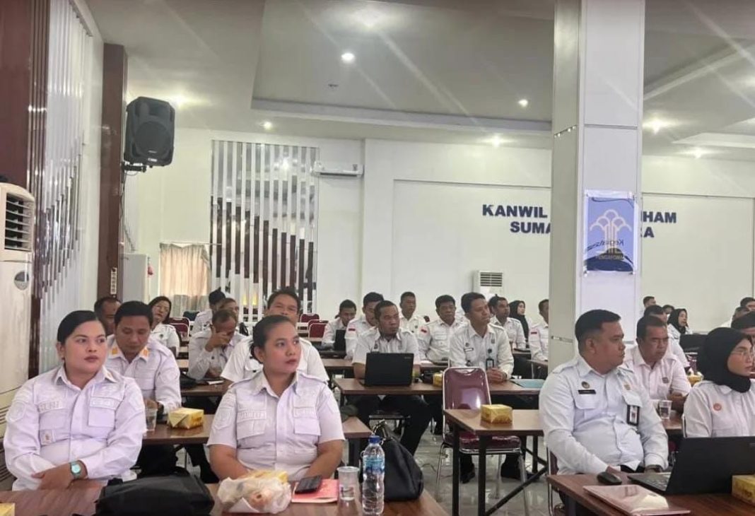 Lapas Kelas IIA Pancurbatu turut berpartisipasi dalam kegiatan penilaian efektivitas, penataan, dan evaluasi organisasi yang diselenggarakan di Aula Soepomo, Kanwil Kemenkumham Sumut, Rabu (10/7/2024). (Dok/Lapas Pancurbatu)