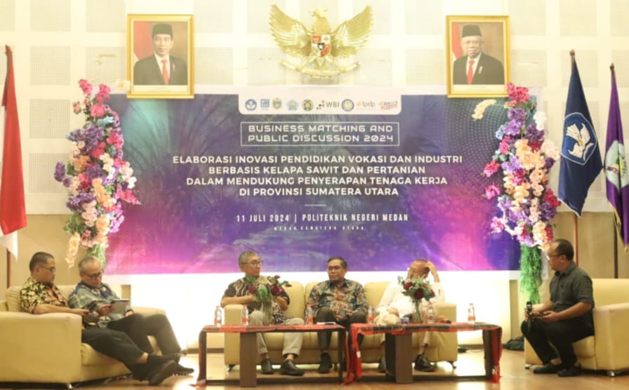 Politeknik Negeri Medan Gelar Business Matching Regional Sumatera Utara 2024, Kamis (18/7/2024), dengan tema: Sinergi Pendidikan Vokasi dan Industri dalam Penyerapan Tenaga Kerja Sumut.