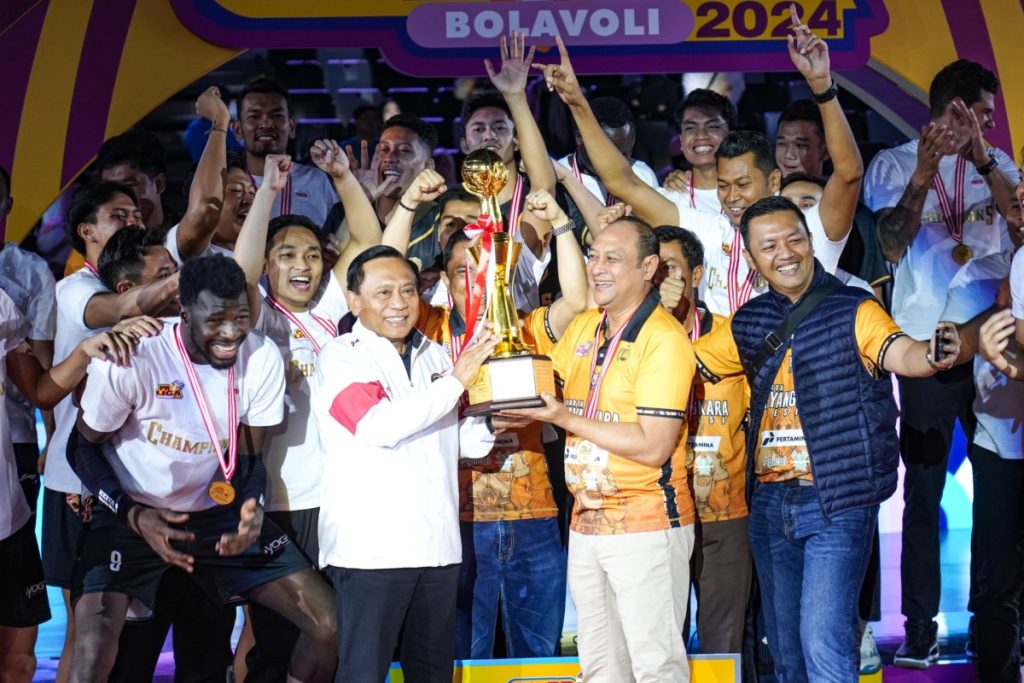 Jakarta Bhayangkara Presisi berhasil meraih gelar juara Proliga 2024 setelah menundukkan Jakarta LavAni Allo Bank Electric dengan skor 3-1, Minggu (21/7/2024). (Dok/Humas Polri)